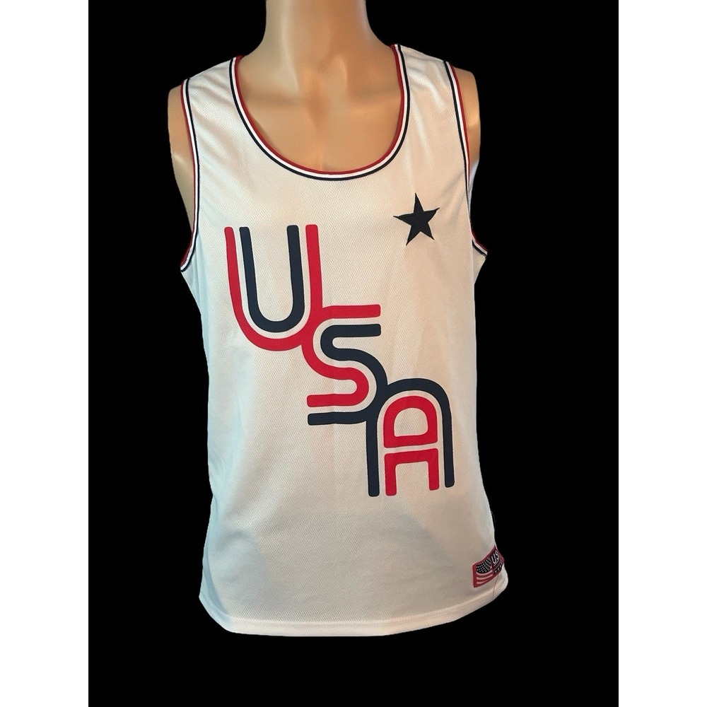 Brooklyn Cloth‎ USA Size Small S White Basketball Jersey Tank Top Red/White/Blue